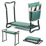 Vounot Banc de Jardinage Pliable 2 en 1 Tabouret Agenouilloir de Jardin avec Pochette de Rangement pour Outils Si&egrave;ge avec Coussin Doux en EVA pour Le Jardinage Ext&eacute;rieur Vert