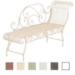 CLP Banc de Jardin Karma en Fer Forgé - Banc avec Récamière - Banquette de Jardin Style Romantique - Chaise Longue de Jardin en Fer - Couleur: crème Antique