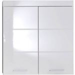 AmandaMandoBea Armoire murale de rangement pour salle de bain, 2 portes, blanc, blanc brillant. - Blanc