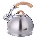 Laguiole Bouilloire Sifflante 3 L - Manche en Bois - Pour tous types de feux - acier inoxydable - gris