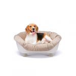 Ferplast Panier Chien Panier Chat avec Coussin, Lit pour Chien et Chat Lavable, Corbeille en Plastique Recycl&eacute;, Lit sureleve Chien Petit, Respirant Antid&eacute;rapant, Sofa' Throne 73 x 55 x h 32 cm, Blanc