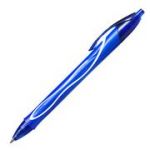 Bic GELOCITY, stylo roller rétractable, pointe moyenne de 0,7 mm, zone de préhension en caoutchouc, encre gel bleue