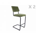 Present time 2 Tabourets de bar cantilevers design velours Keen - 47 x 56 x 102 - Vert