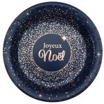 10 ASSIETTES CARTON SCINTILLANTES NOËL 23CM BLEU