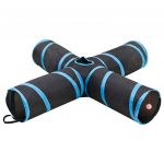 VidaXL Tunnel pour chats à 4 voies Noir et bleu 132 cm Polyester