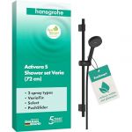 Hansgrohe Activera Select S 28048670 Ensemble de douche avec pommeau de douche à économie d'eau (EcoSmart, 2 types de jets, flexible de douche 1,60 m) et barre de douche 72 cm à espacement variable