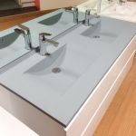 Arlequin Meuble double vasque 140x55 cm avec plan vasque et miroir Prestige - Coloris au choix (Blanc - Blanc)