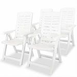 VidaXL Chaise inclinable de jardin 4 pcs 60x61x108 cm Plastique Blanc