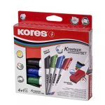 Kores Marqueurs Pour Tableau Blanc Pointe Ogive (x4) + Effaceur