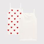 Petit Bateau Lot de 2 maillots de corps à bretelles 3-12 ans Imprimé Coeur - Taille 10 ans;12 ans;3 ans;4 ans;5 ans;6 ans;8 ans