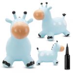 Sun Baby Animal sauteur gonflable, jouet enfant 1 an pour l'int&eacute;rieur et l'ext&eacute;rieur, pompe manuelle incluse (Girafe bleue)