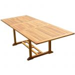 C&L Jardin Table rectangulaire en teck aspect huil&eacute; AEDAN L.180-240 P.100 cm