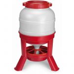 Mangeoire tr&eacute;mie volaille sur pieds de 22 kg blanc