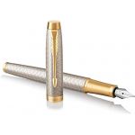 Parker IM Premium stylo plume, gris argenté, plume fine, attributs dorés
