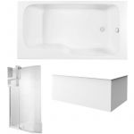 Jacob Delafon Pack baignoire bain douche 170 x 90 Malice version droite + tablier en angle + pare bain + étagère pour pare bain