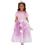 Rubie's D&eacute;guisement de princesse lumineuse rose avec gants satin&eacute;s et tiare argent&eacute;e - Taille 7-8 ans - Incarne la princesse de tes reves !