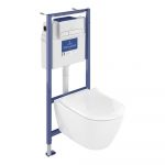 Villeroy & Boch Pack WC sans bride Subway 2.0 avec abattant + bâti Viconnect PRO + plaque Chromé mat