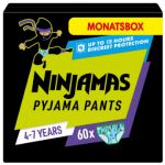 Pampers NINJAMAS Pyjama Pants Boîte mensuelle pour garçons, 4-7 ans, 60 pièces