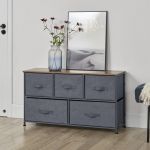 ProTec Commode meuble de rangement avec 5 tiroirs en non-tissé 55 x 100 x 29 cm