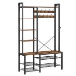 Porte manteau effet bois acier marron rustique et noir