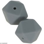 Art&eacute;mio Lot de perles hexagonales en silicone - 17 mm - Gris - 2 pcs