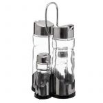 Ensemble avec support "Huile Vinaigre & Sel Poivre" 20cm Argent
