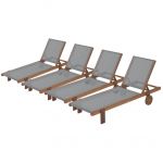 Habitat et Jardin Bain de soleil en bois exotique Saïgon - Maple - Gris - Lot de 4