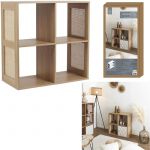 Home Deco Factory - Rangement modulable 4 cases Bali marron - 66x66x32 cm