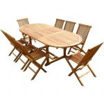 C&L Jardin Ensemble salon de jardin en teck aspect huilé MUNGGI 8 chaises JUMAK