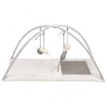 Trixie Tapis griffoir - 60 x 33 x 42 cm - Avec jouets suspendus &agrave; un fil - Gris clair - Pour chat
