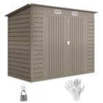 Outsunny Abri de Jardin 3 m&sup2; - 249x121x183cm - gants, portes doubles verrouillables ventilations t&ocirc;le acier galvanis&eacute;- gris clair