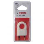Legrand Fiche m&acirc;le plate en plastique - 2 phases - 6 A - blanc
