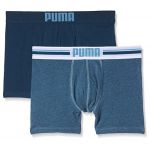Puma Placed Logo Boxer 2P Homme, Bleu (Denim 162), Large (Taille fabricant:030)