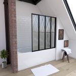 Aurlane Pare baignoire 4 volets pivotants - profiles noir mat - verre transparent 4mm - TETRA BLACK