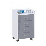 INTER LINK Caisson de Bureau 4 Tiroirs sur Roulettes | Rangement de dossiers, doc ents, cahiers, papiers, bannettes | Design scandinave moderne | Blanc et Gris