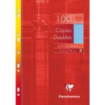 Clairefontaine 4741C - Copies doubles Metric 210x297, &eacute;tui de 100p./50 feuilles perfor&eacute;es 90 g/m&sup2;, coloris bleu, S&eacute;y&egrave;s