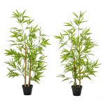 Outsunny Bambous artificiels 1,20H m - lot de 2 bambous artificiels avec pots