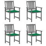 VidaXL Chaises de jardin avec coussins 4 pcs Gris Bois d'acacia massif Vert