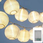 Chaîne lumineuse LED à piles, 20 LED, 7 mètres avec minuterie, blanc chaud, chaîne lumineuse extérieure, 8 modes, lanternes, également pour l'intérieur