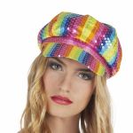 Casquette multicolore &agrave; sequins adulte Taille Unique