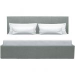 Lit coffre adulte MARTIN - Couchage 160x200 cm - Gris clair - Sommier