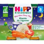 HiPP Biologique Mon d&icirc;ner Bonne nuit : Risotto de l&eacute;gumes 2 x 190 g - d&egrave;s 8 mois