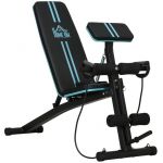 Homcom Banc de musculation - pliable inclinable - avec extenseur des jambes - acier - 54 x 160 x 106 cm - noir bleu