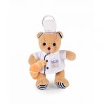 Doudou et Compagnie Porte-Clés Ours Chef Pâtissier Parisien - 14 Cm - Collection Amour de Paris - avec Toque et Croissant - Mini Peluche Accessoire pour Sacs - Idée Cadeau Souvenir Paris - SP4288