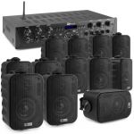 Power Dynamics PV260BT Système Audio 6 Zones 600 Watts avec 12 Enceintes Murales IPX5 Amplificateur Bluetooth Lecteur USB