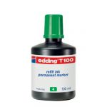 Edding T 100 Recharge d'encre marqueurs permanents - vert - 100 ml - système de compte-gouttes, pour recharger rapidement presque tous les marqueurs permanents