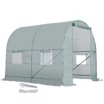 Outsunny Serre de Jardin Tunnel 5 m² 2,45L x 2l x 1,98H m Acier renforcé Ø 1,8 cm + PE Haute densité 140 g/m² fenêtres Porte déroulante Vert