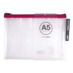 APLI 17384 - Pochette en PVC transparent 235x175 / A5, fermeture zippée coloris assortis
