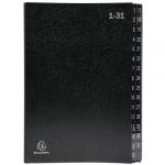 Exacompta Réf. 57032E - Carton de 6 trieurs Ordonator - couverture rigide - intérieur en carte recyclée - onglets plastifiés numériques de 1 à 31-32 compartiments - dim 25x33 cm - pour A4 - noir