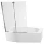 Jacob Delafon Baignoire bain douche 170 x 90 Bastille vidage à gauche blanc brillant + tablier en angle + pare-bain chromé